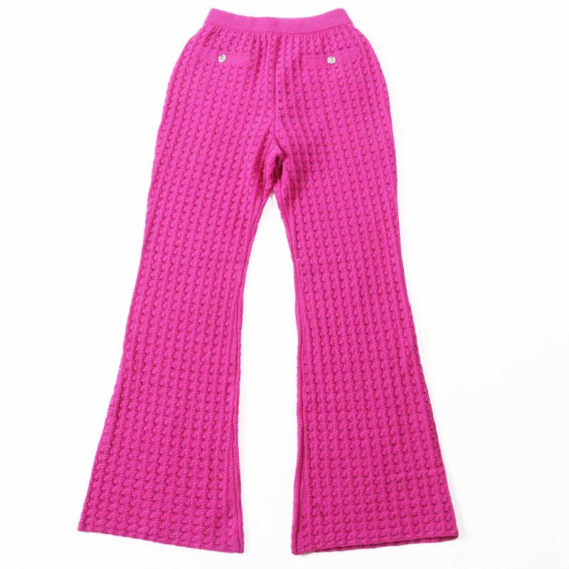CHANEL 23A P75369 Wool Fuchsia (pinkish) Coco Mark Button Long Length Knit