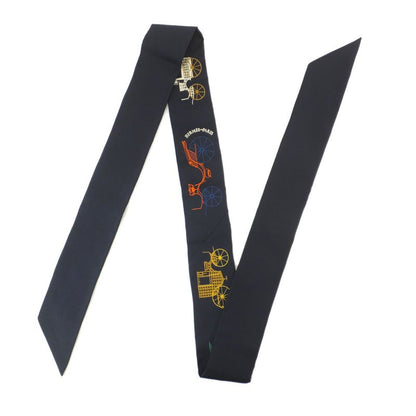 Hermes Twilly-long A Toute Berline Embroidery Black Navy- Unused