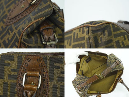 Authentic Fendi Etonico Zucca Tote Handbag Canvas Brown 8bn162 Etonico Bag
