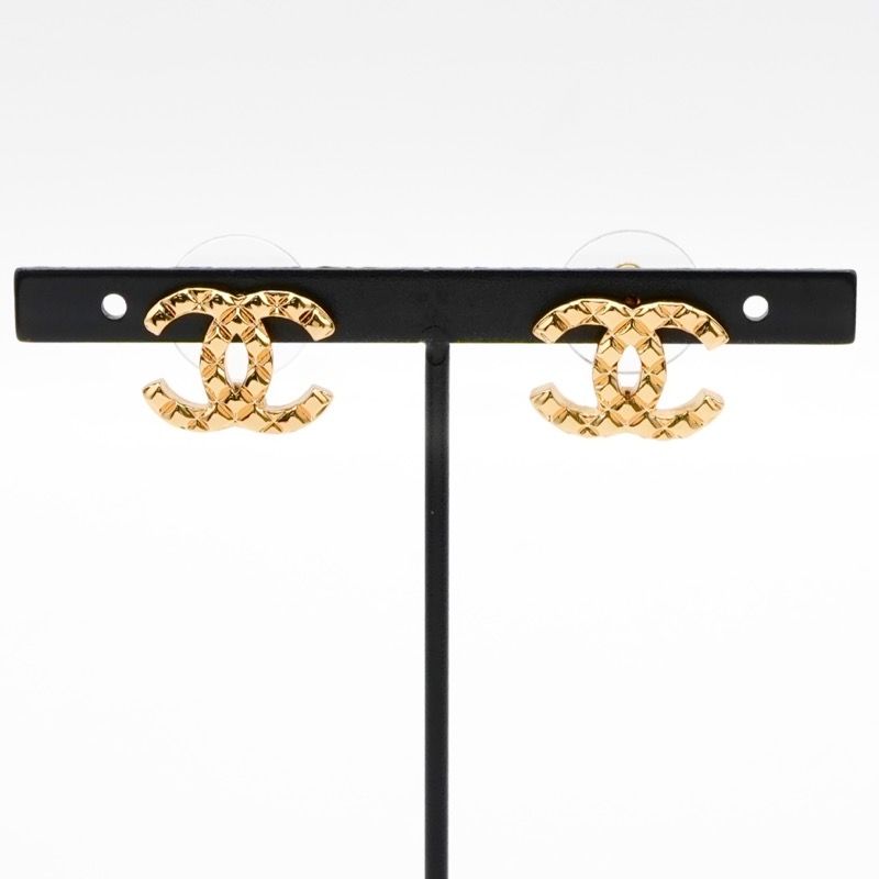 Chanel Earrings Earring Gold Coco Mark Matelasse