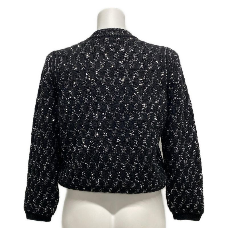 Chanel Cardigan Size 36 S Women - P71576 Black And Silver Cashmere
