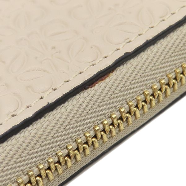 Loewe Long Wallet Repeat Zip Around Calfleather Light Oats Gold Hardware
