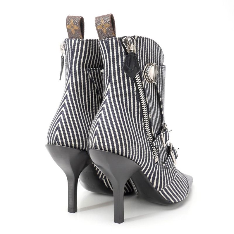 Louis Vuitton Janet Boots Size 36 Canvas Stripe Hickory Short Boots