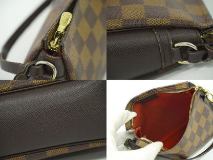 Authentic Louis Vuitton LV Trousse Makeup Damier Ebène Accessory Pouch Handbag