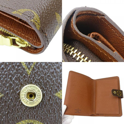Louis Vuitton Bifold Wallet Porte Papier M61207 Monogram Brown Gold Hardware