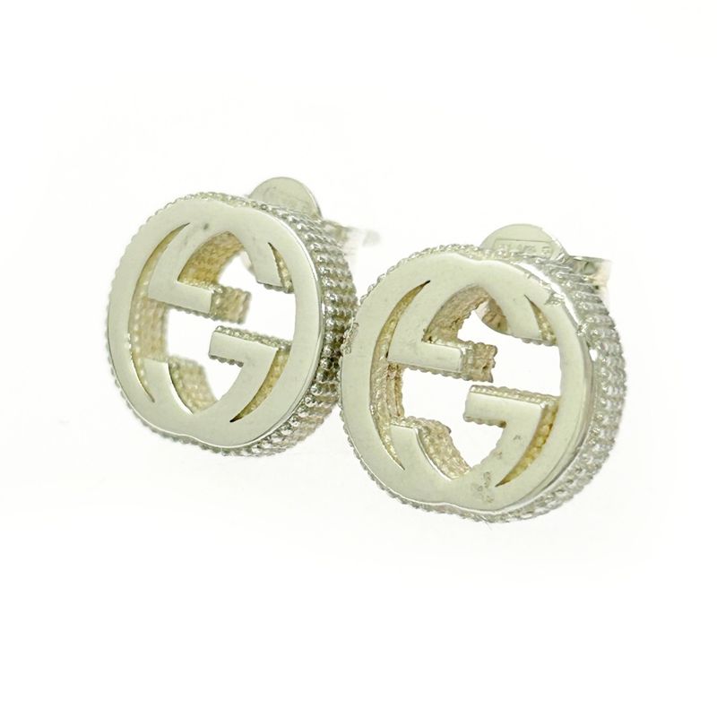 Gucci Silver Interlocking G Earrings 5.7g 925 Engraved 486779 Earrings