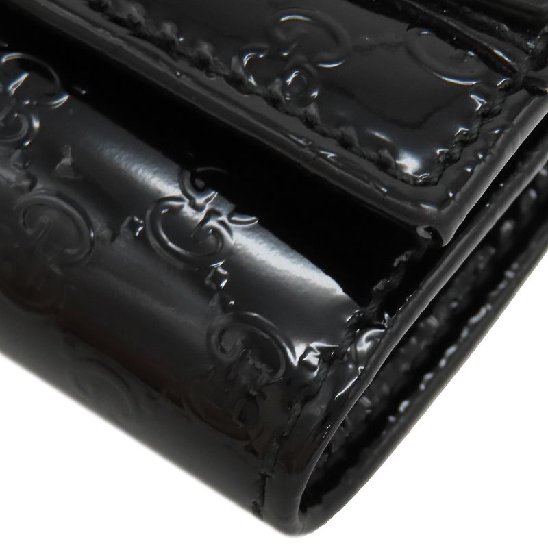 Gucci Key Case Micro Gucci Guccissima Horsebit Patent Leather Black Gold Hardware