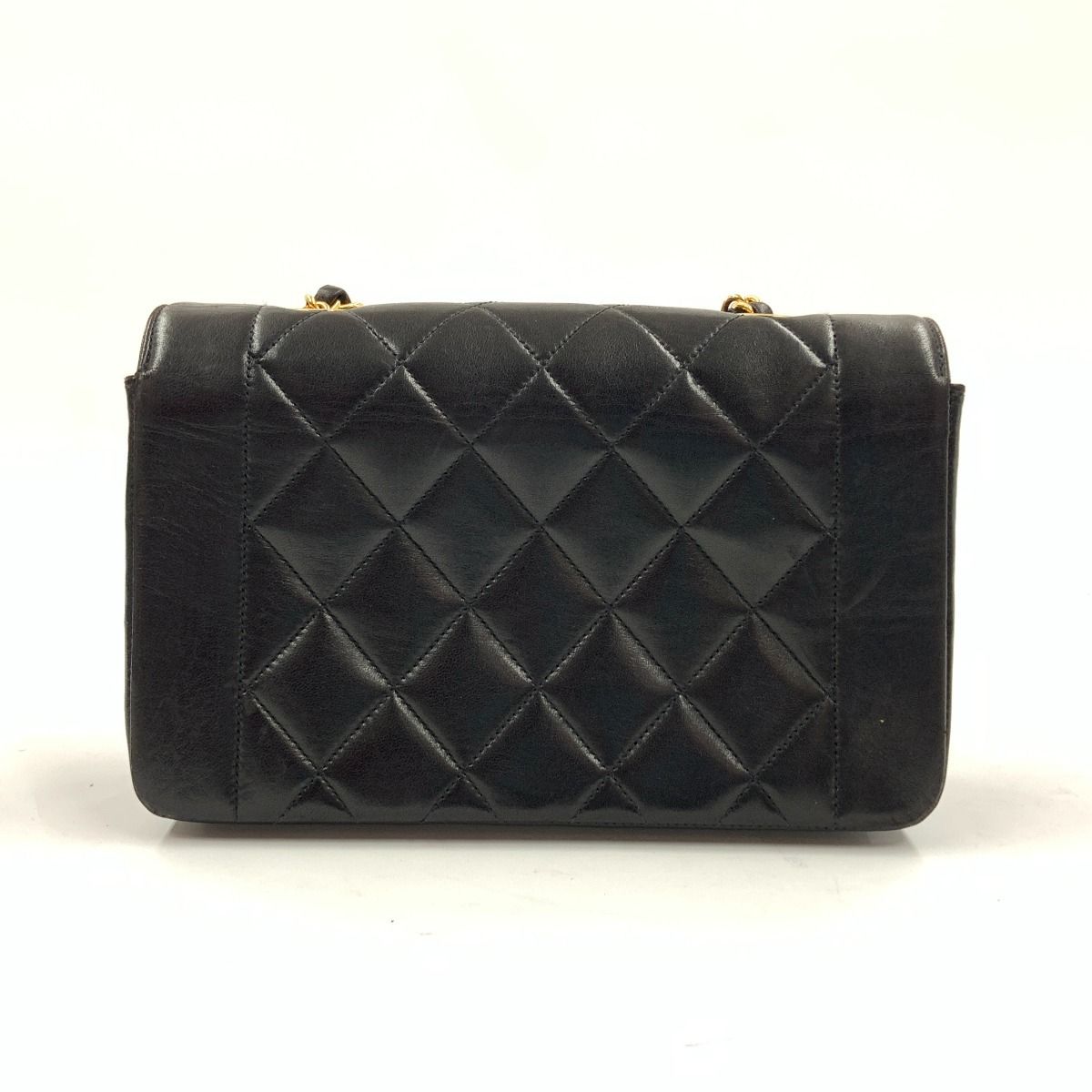 Chanel Matelasse Diana Flap Lambskin Chain Shoulder Bag Black