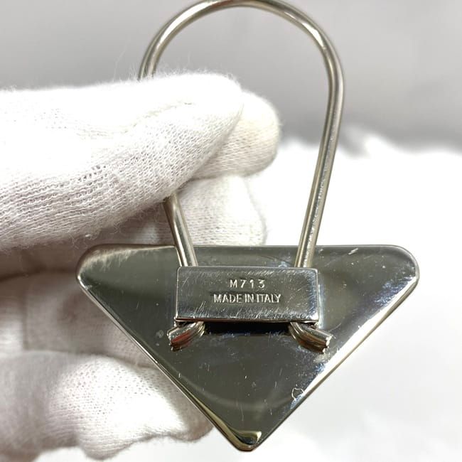 Prada Key Ring Silver Gray M713 Excellent Condition Metal Preowned Prada