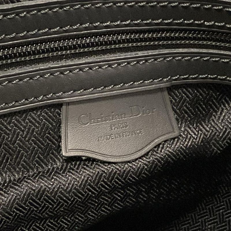 Dior/christian Dior Boston Bag Trotter Black And Gray Beige Leather