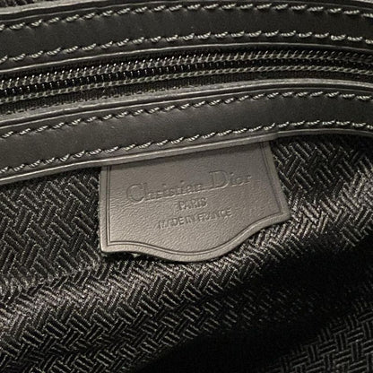 Dior/christian Dior Boston Bag Trotter Black And Gray Beige Leather