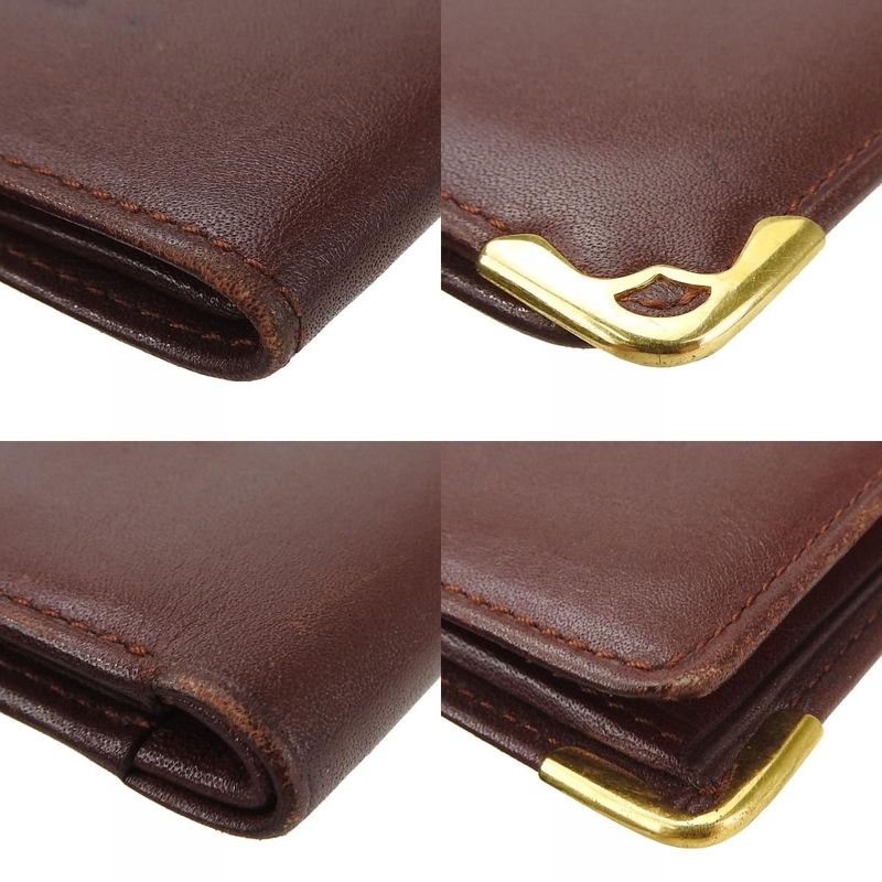 Cartier Wallet Must Leather Bordeaux Fold Logo Compact Women Men Cartier