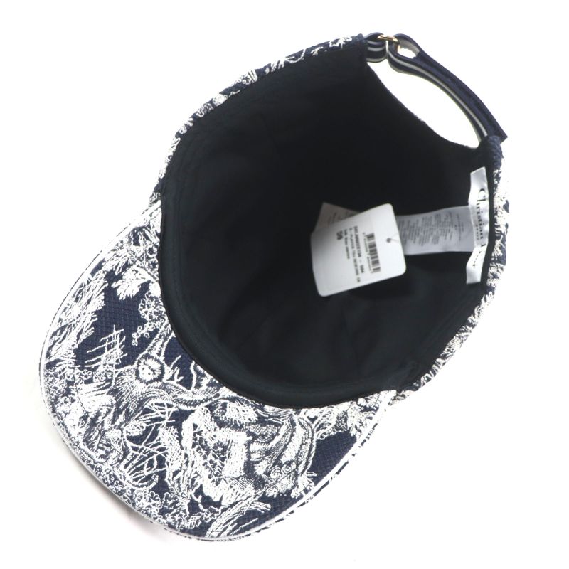  Christian DIOR 24tjv922x134 Toile Du Jouy D-player Hat White Navy 59 Made In