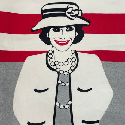 Chanel Mademoiselle Sweatshirt Top 01A Size 38 White X Red