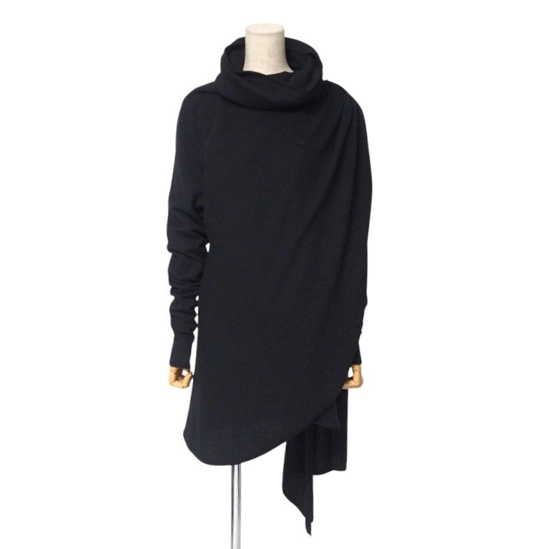 2023Saint Laurent Paris Dress Size S (160 84Y) Knit Dress Draped Wool Black