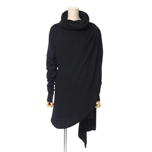 2023Saint Laurent Paris Dress Size S (160 84Y) Knit Dress Draped Wool Black