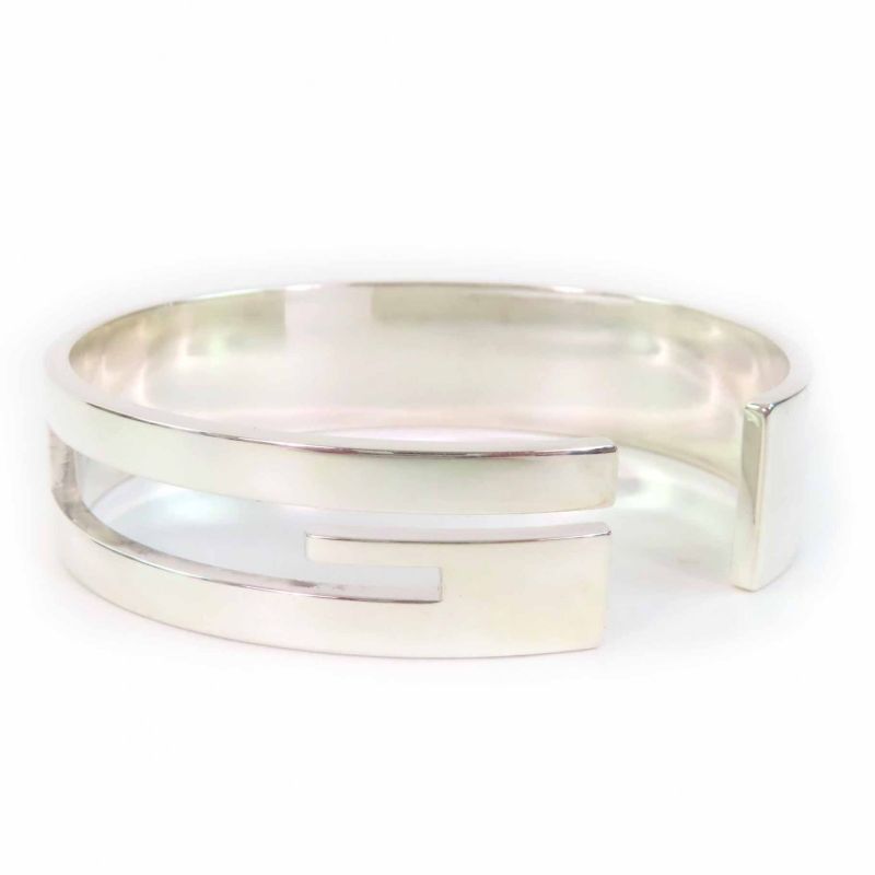Gucci 90's G Square Bangle Bracelet Sv925 Silver Weight 64.3g