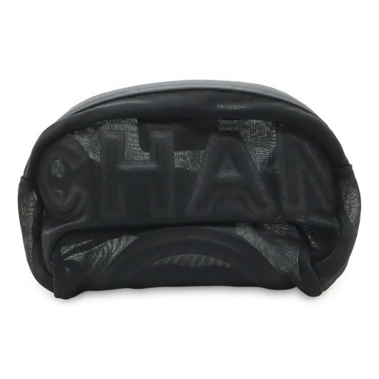 Chanel Logo Mesh Body Bag Waist Pouch Waist Bag Nylon Black Black As0425