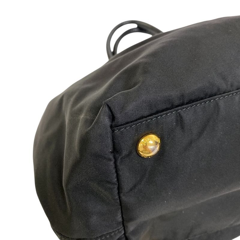 Prada Ribbon Tote Handbag Bag Cabasn Brand Black Women's