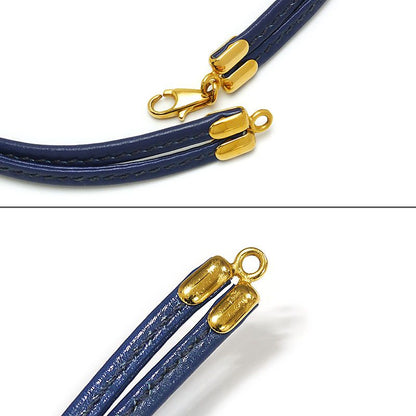 Hermes Emile Choker Plated (GP) And Leather Navy