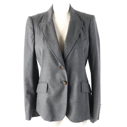 Gucci Wool Cles Button Single Tailored Jacket Gray 42 Genuine