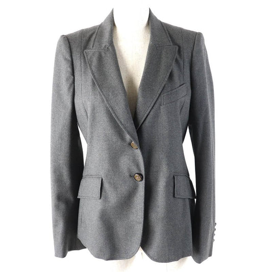 Gucci Wool Cles Button Single Tailored Jacket Gray 42 Genuine