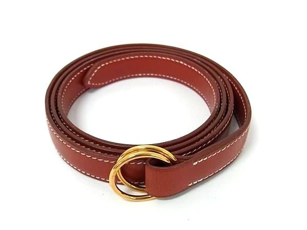 Hermes Pochette Green Box Calf Bag Belt Strap □A Marked Brown Fg9754