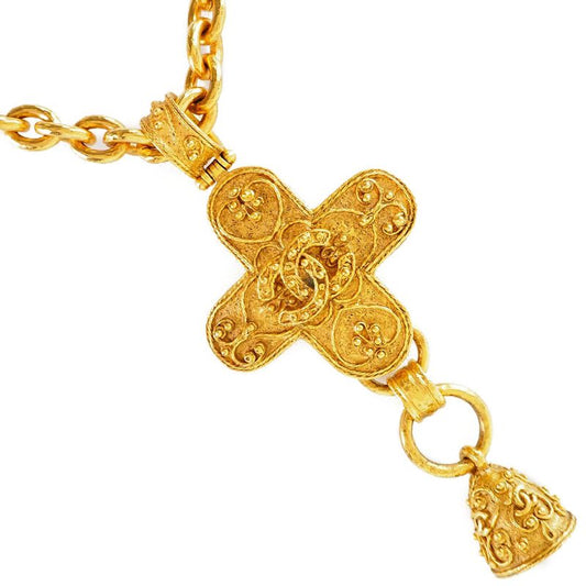 Chanel Coco Mark Cross Bell Vintage Gold Plated Gold 94A Ladies 170g Necklace