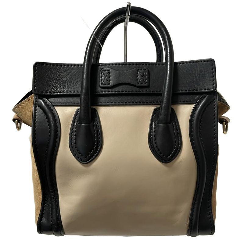 Celine Handbag Luggage Mini Shopper Beige X Black X Light Brown