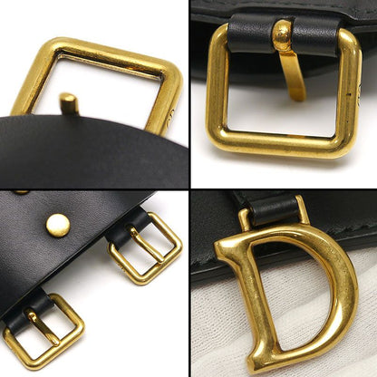 Dior Saddle Belt Waist Mark Leather Black *worn