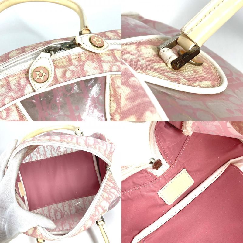 DIOR Handbag Trotter Logo Vinyl Pink