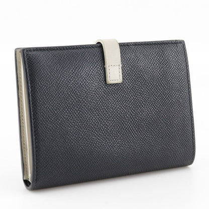 Celine Medium Strap Calf Black/beige Women's Fold Wallet