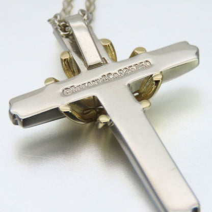Tiffany & Co Necklace Signature Cross Silver 925 18K Yellow Gold Approx 7.8g