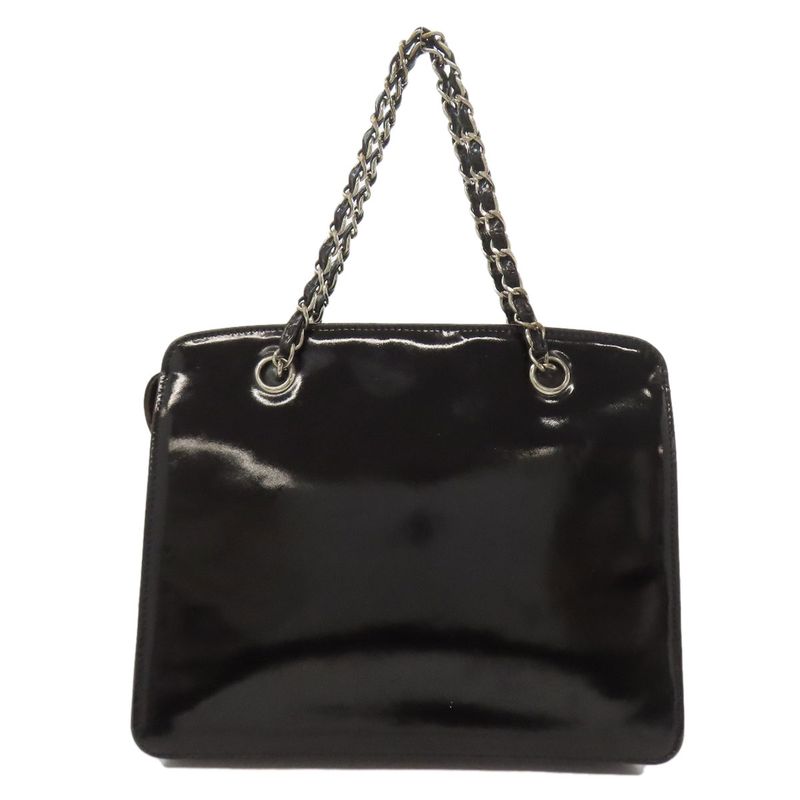 Chanel Chain Bag Coco Mark Silver Hardware Handbag Enamel Women