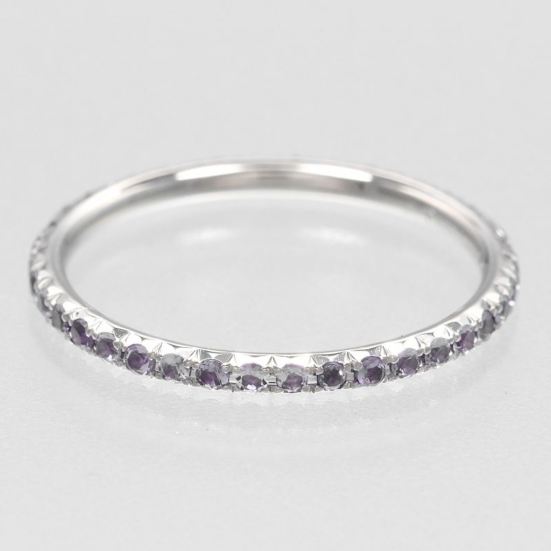 Tiffany & Co Metro 18kwhite Gold X Full Eternity Amethyst #6.5 Ladies 1g Ring