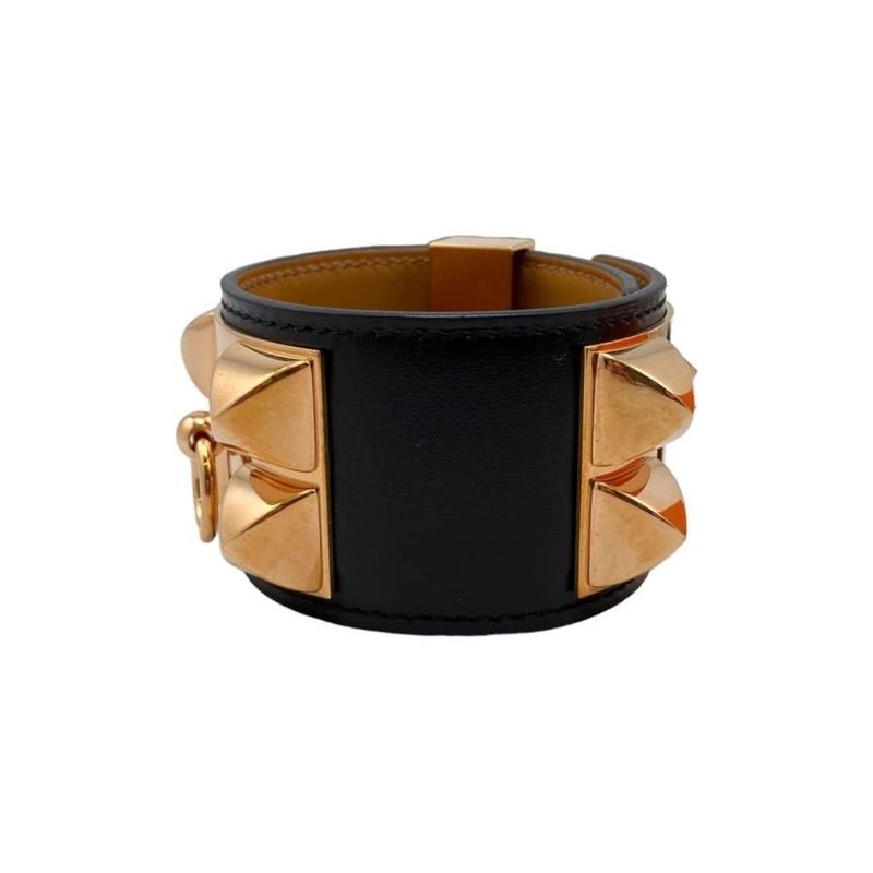 Hermes Bracelet Collier de Chien H068440cd89t2 U Engraved Leather Medallion