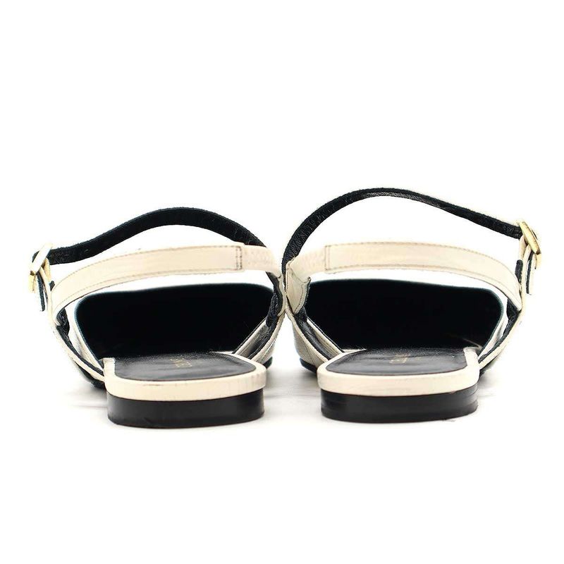 Celine Embossed Strap Mule Sandals White 36 Rm1119