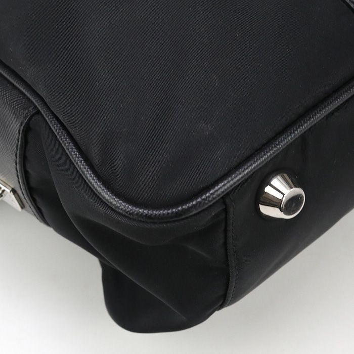 Prada Business Bag Va0702 Briefcase Nylon Saffiano Leather Men's