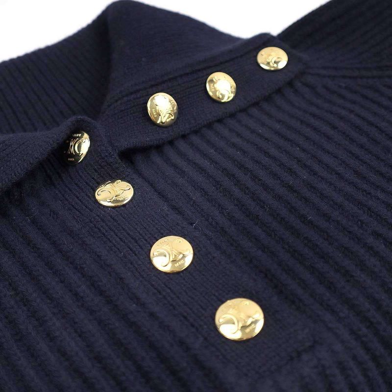 Celine Vareuse Sweater Wool Cashmere Valuse Knit Sweater 2ad0o274x.07ny Navy XS