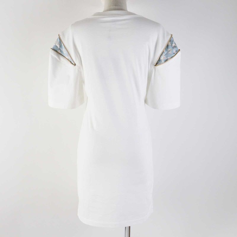 Louis Vuitton 23AW 1abrxk Zipper Sleeve T-shirt Dress Cotton Dress White Light