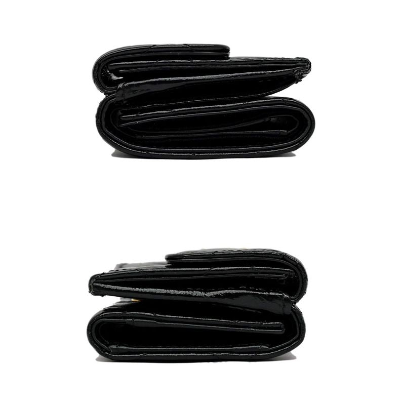 Chanel Small Flap Wallet Black Gold Hardware Shiny Cuffskin