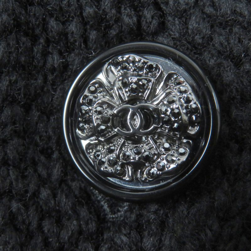 CHANEL P72095k10354 100% Cashmere Openwork Knit Cardigan With Coco Mark Buttons