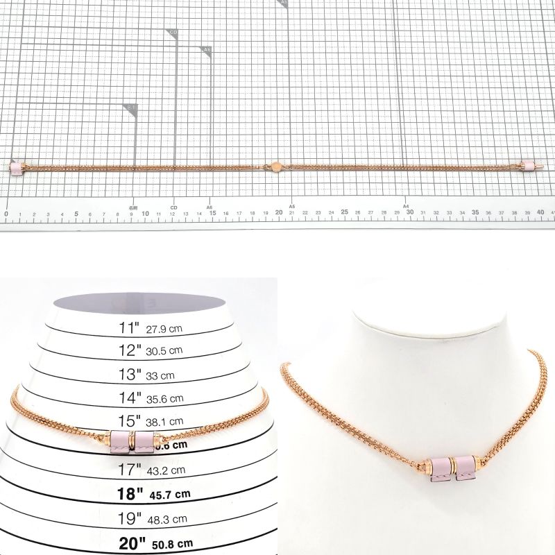 Hermes Charnières PM Necklace Swift Leather Gold Color Metal Neck Circumference