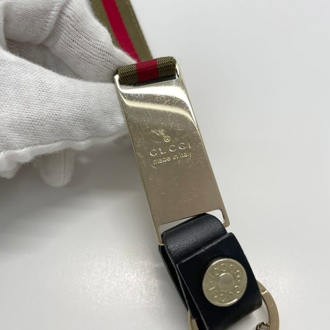 Gucci Neck Strap Khaki Green Red Gold Sherry 039