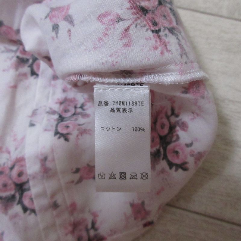 Christian DIOR Rose Print Floral Print Puff Sleeve Short Sleeve Pullover Kids