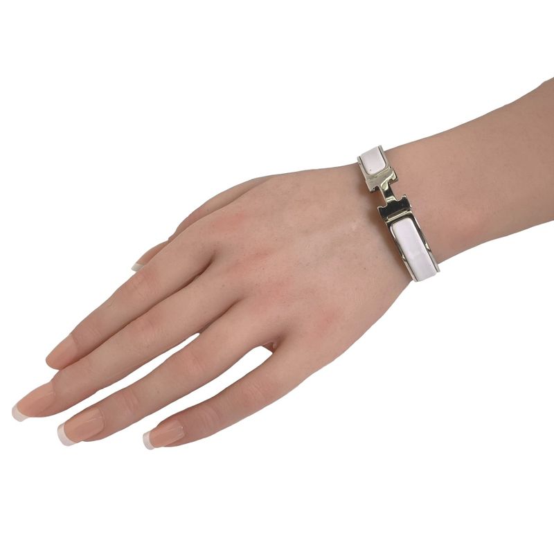 Hermes Bracelet Click Clack Bangle Hermes White And Silver