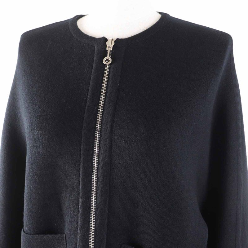 Hermes 23AW 3h2200d2 Wool Cashmere Silver Hardware Lining H Pattern Zip Up