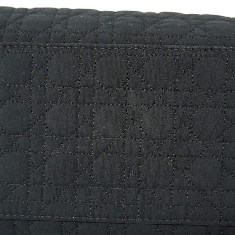 Christian Dior Handbag Canage Lady Dior Nylon Black Gold Hardware Women