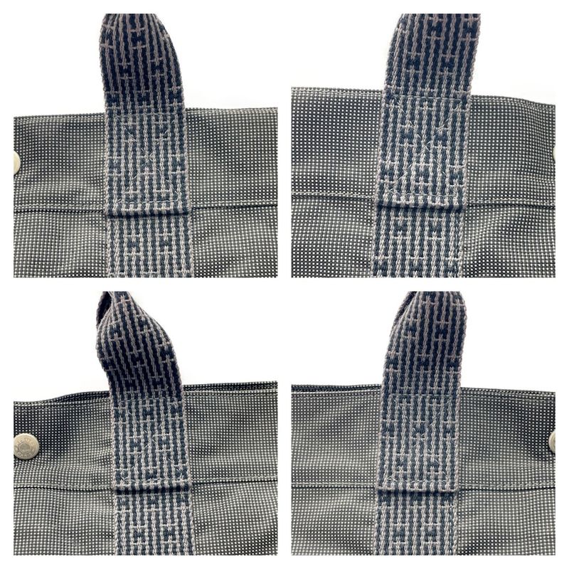 Hermes 100951m Canvas Her Line Tote MM Gray 391186 Tote Bag