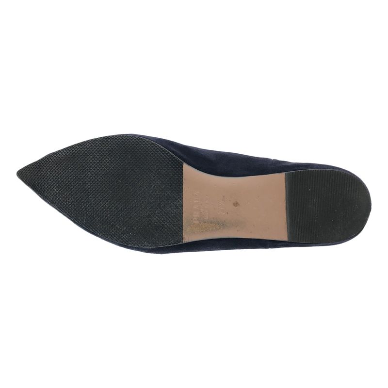 Prada Pointed Toe Suede Flat Shoes 1s574h Navy 37 1 2